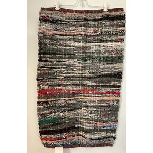 Handwoven gray Multicolor Area Rag Rug, 20x31.5"